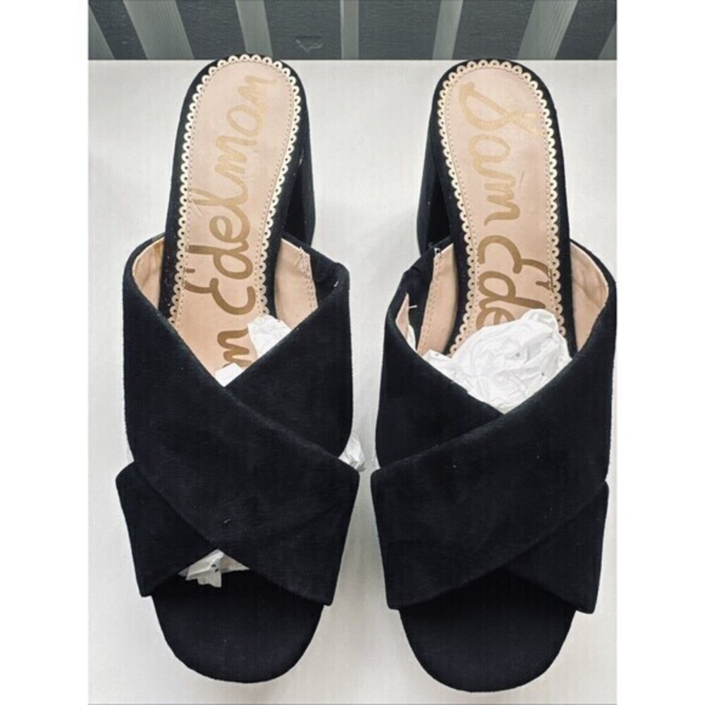 Sam Edelman Jayne Women’s Black Suede Leather Block Heel Sandals Size 9.5